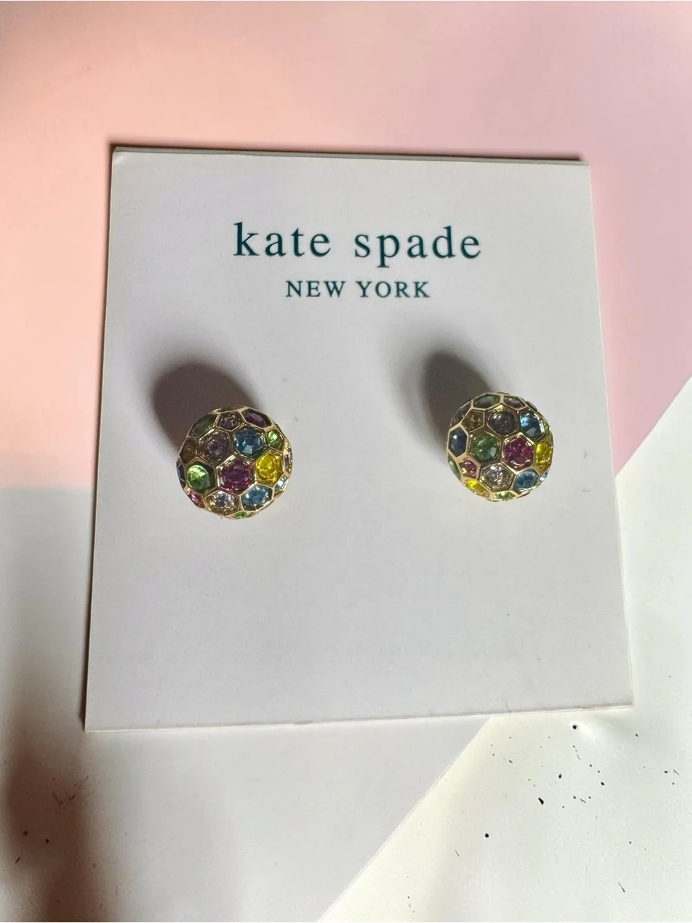kate spade gold-tone multicolor crystal cluster stud earrings
